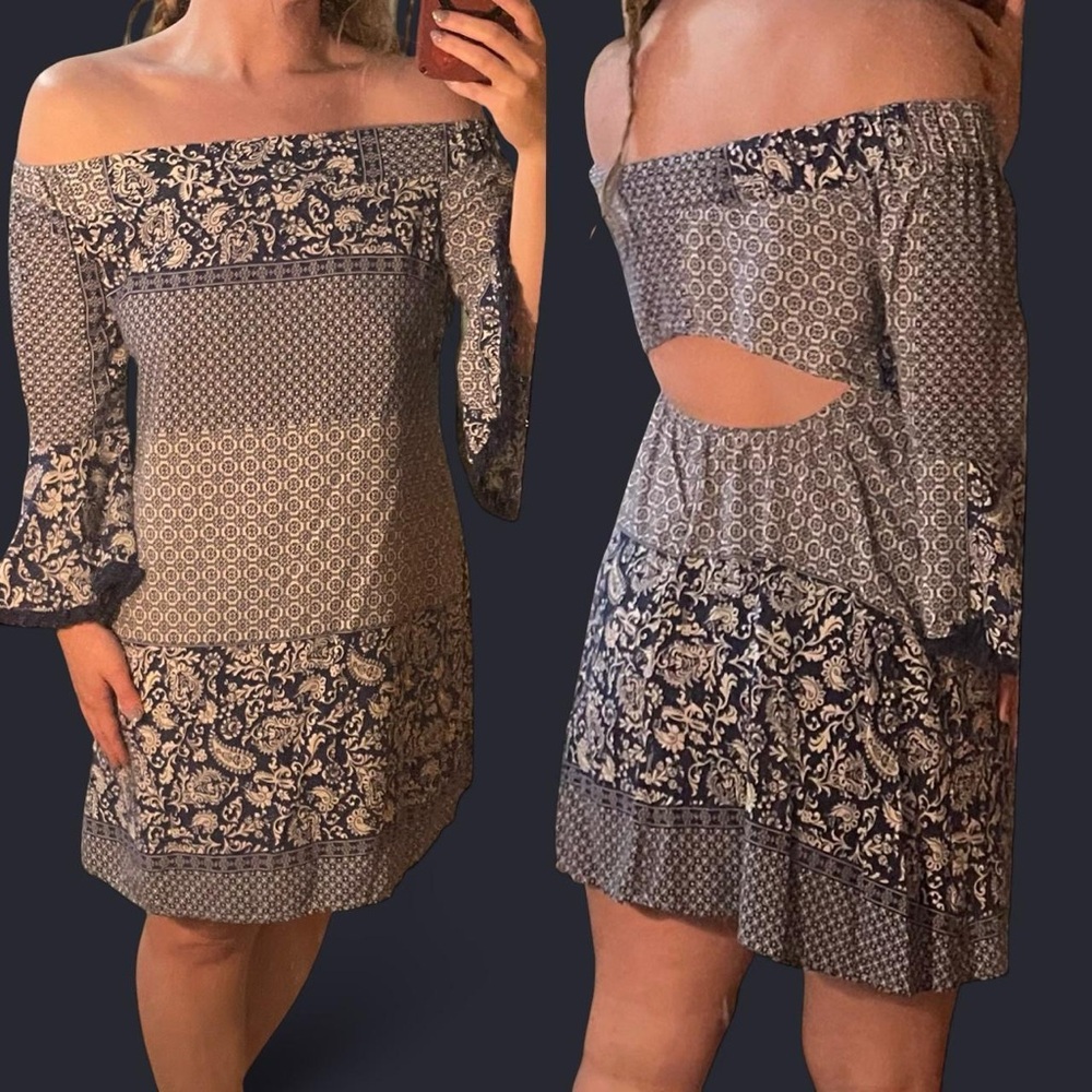 Lulu's Off-The-Shoulder Open Back Dress.